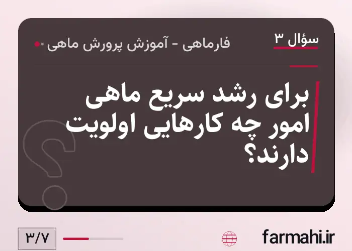 برای رشد سریع ماهی امور چه کارهایی اولویت دارند؟