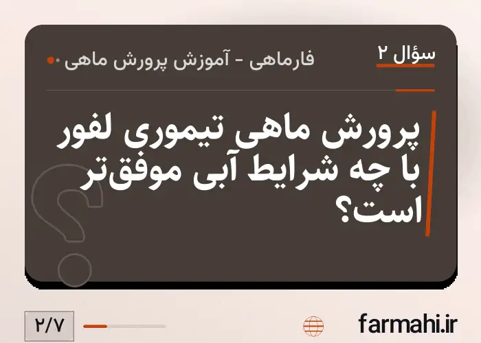 پرورش ماهی تیموری لفور با چه شرایط آبی موفق‌تر است؟
